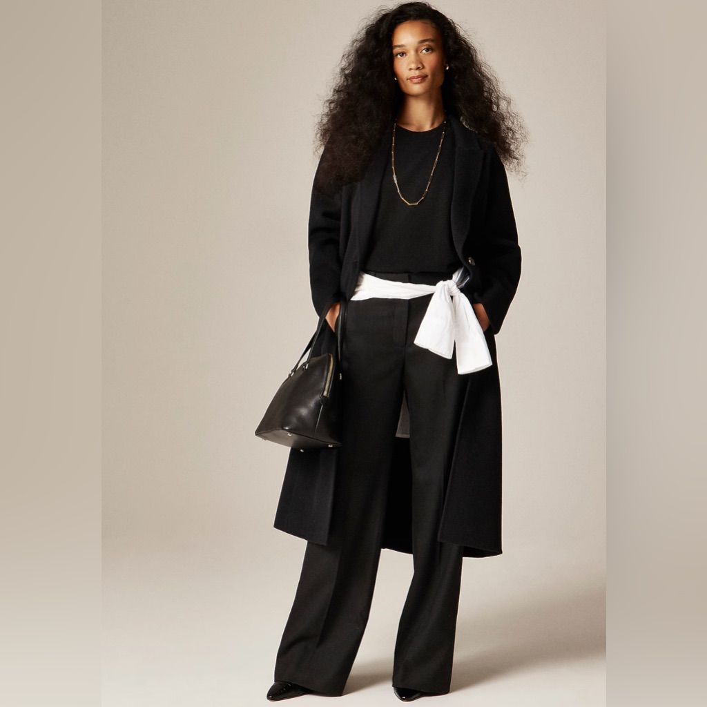 J. Crew Petite Chiara Topcoat Italian Double Face Black 0p Cn072 $450 Oversized